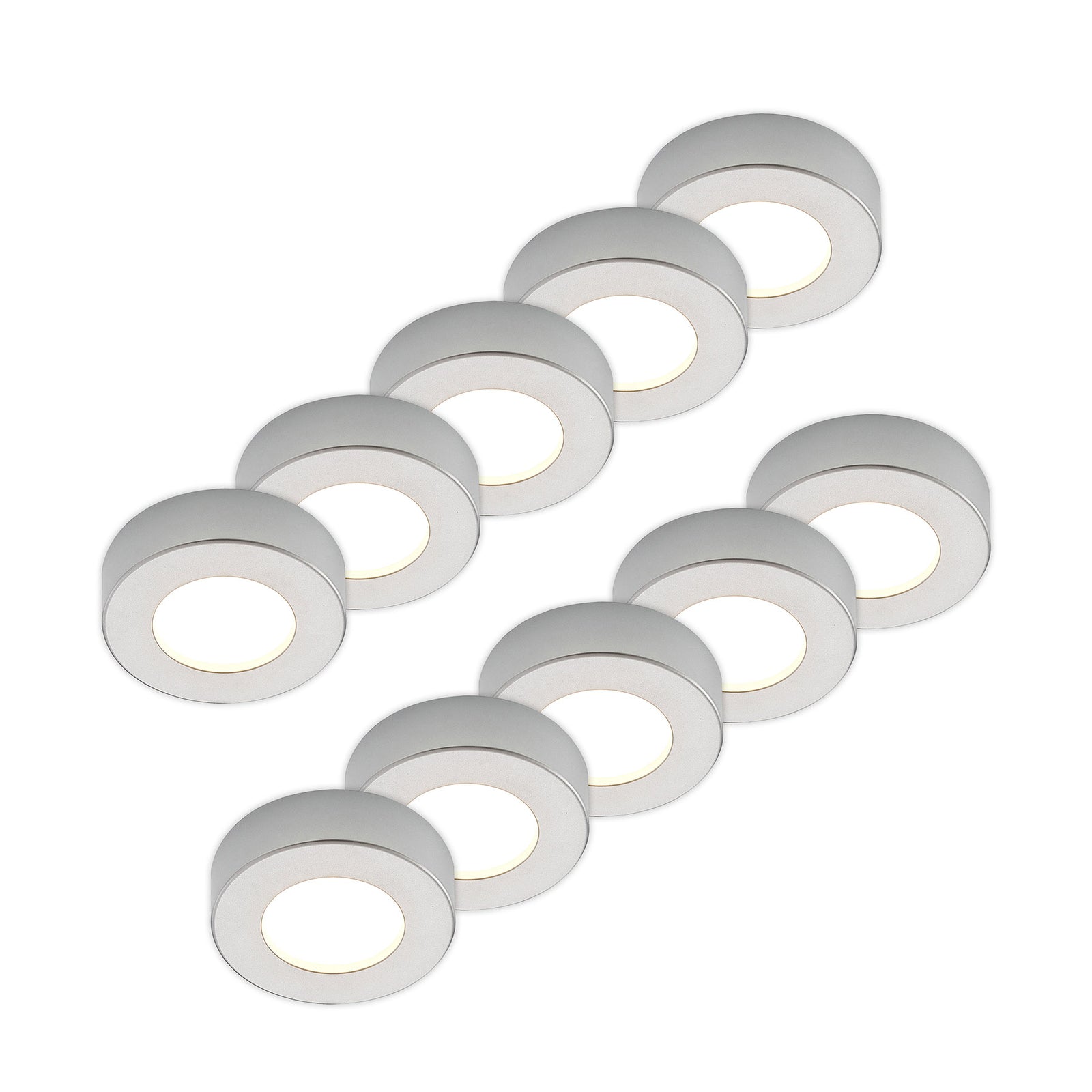 LED taklampe Edwina sølv Ø12 cm IP44 forfra