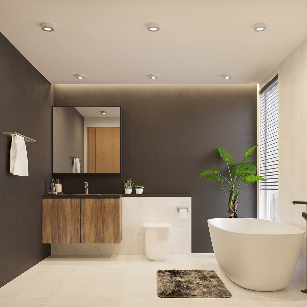 LED taklampe Edwina sølv Ø12 cm IP44 CCT detalj av ramme