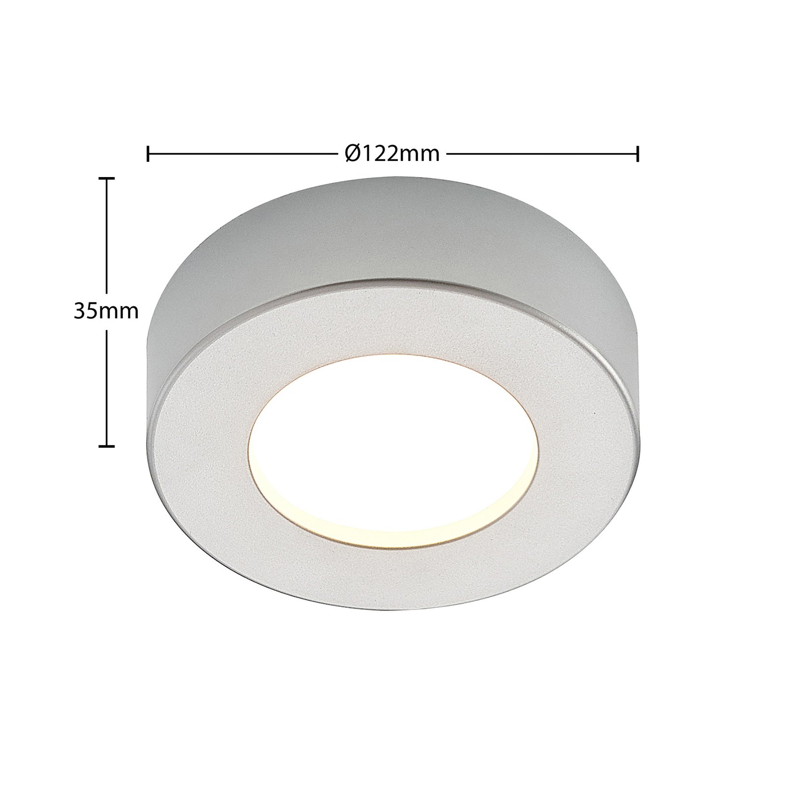 LED taklampe Edwina sølv Ø12 cm IP44 CCT nærbilde av LED-lys