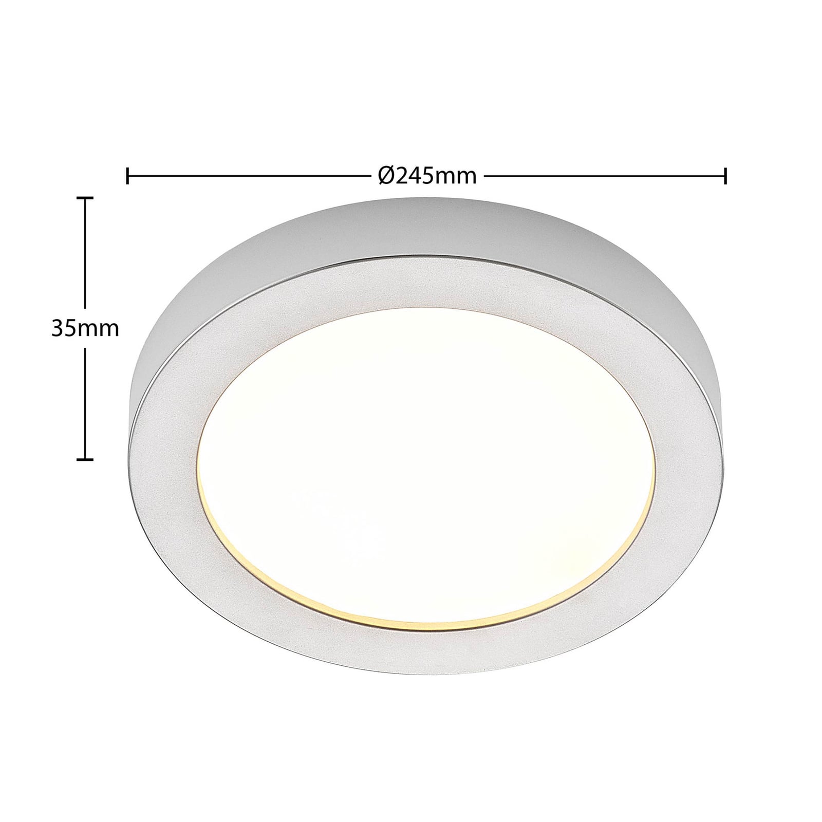 LED taklampe Edwina sølv nærbilde av LED-lys