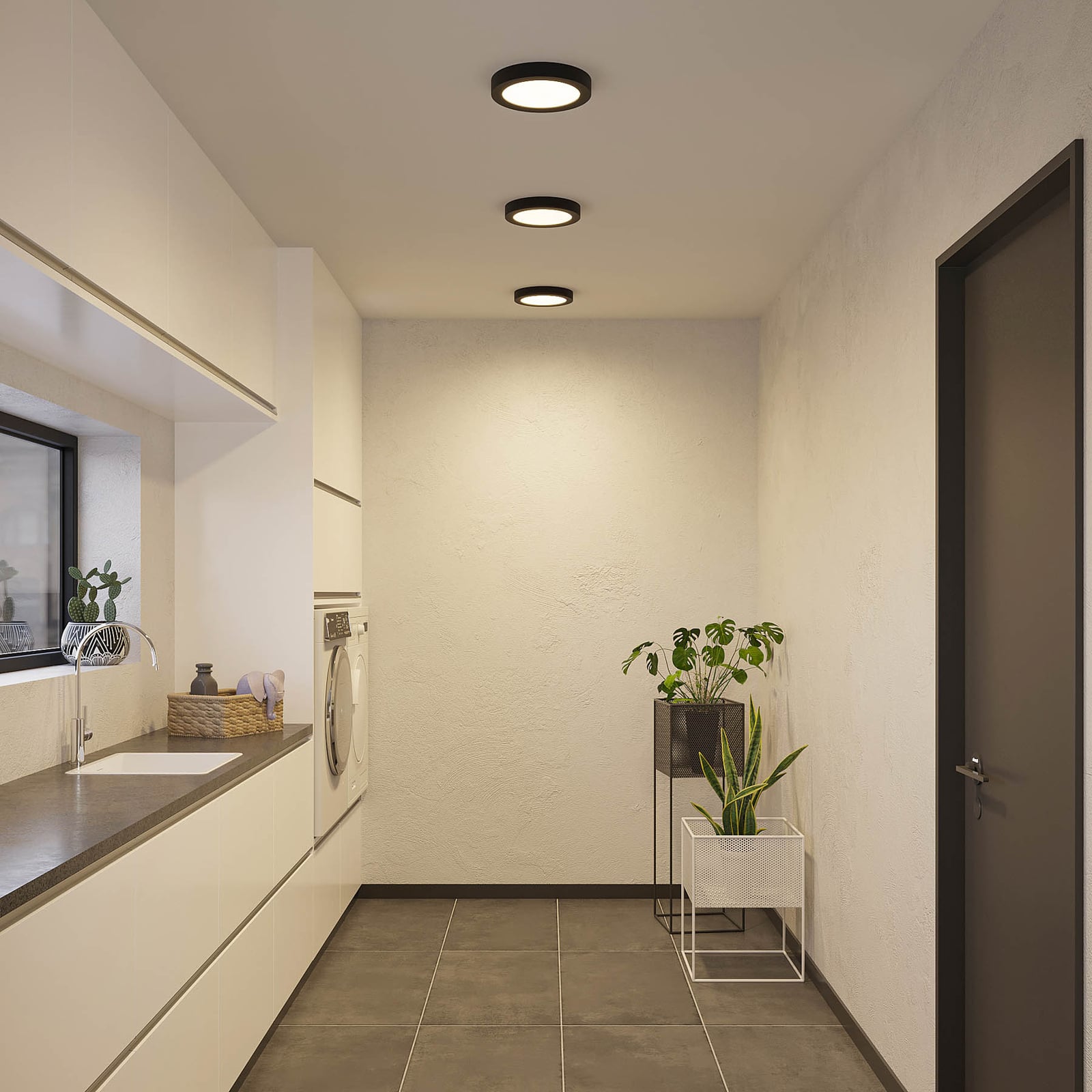 LED taklampe Edwina svart Ø25 cm bakside