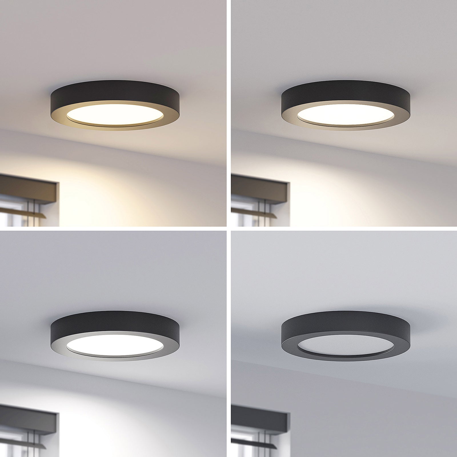 LED taklampe Edwina svart Ø23 cm bakside