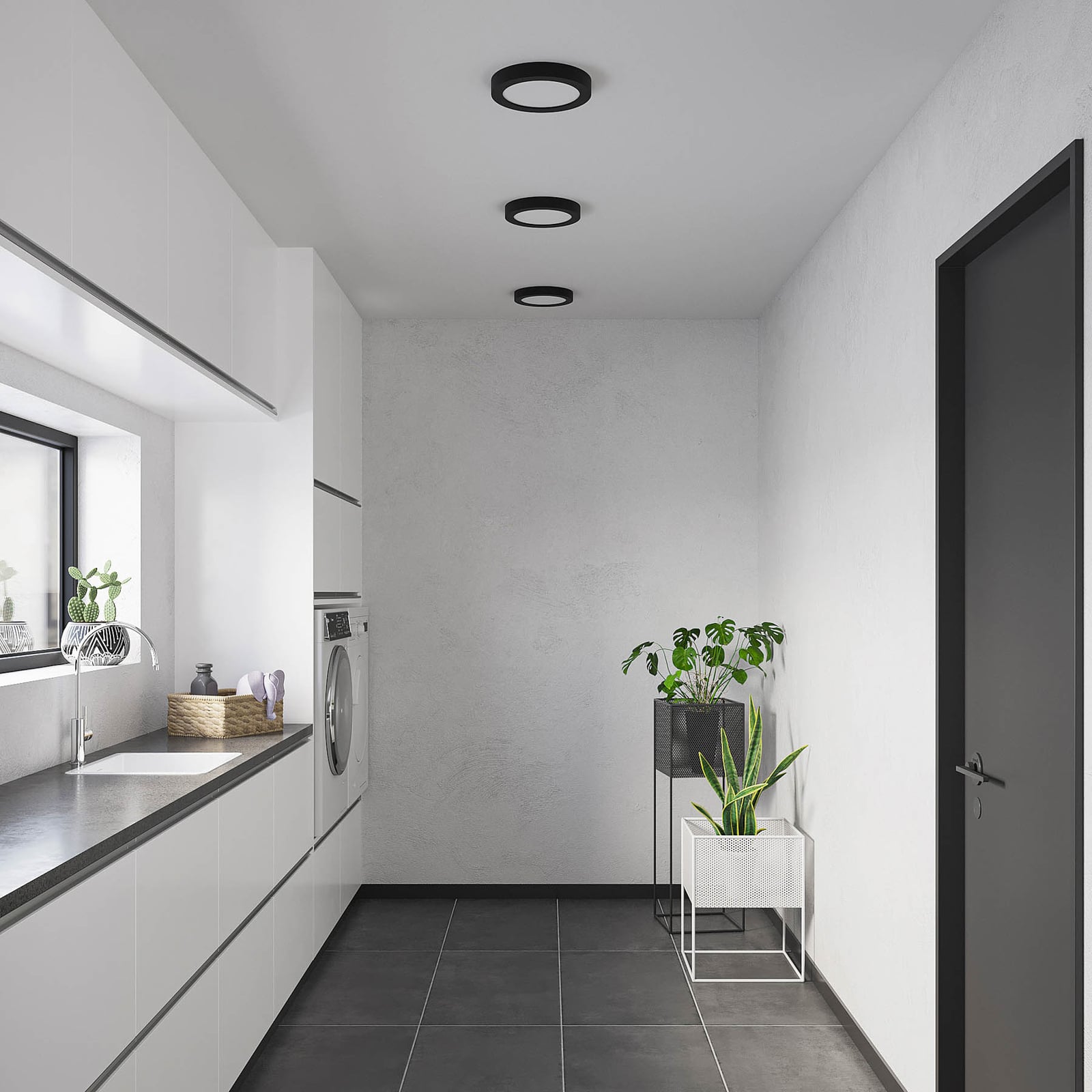 LED taklampe Edwina svart detalj av lyskilde