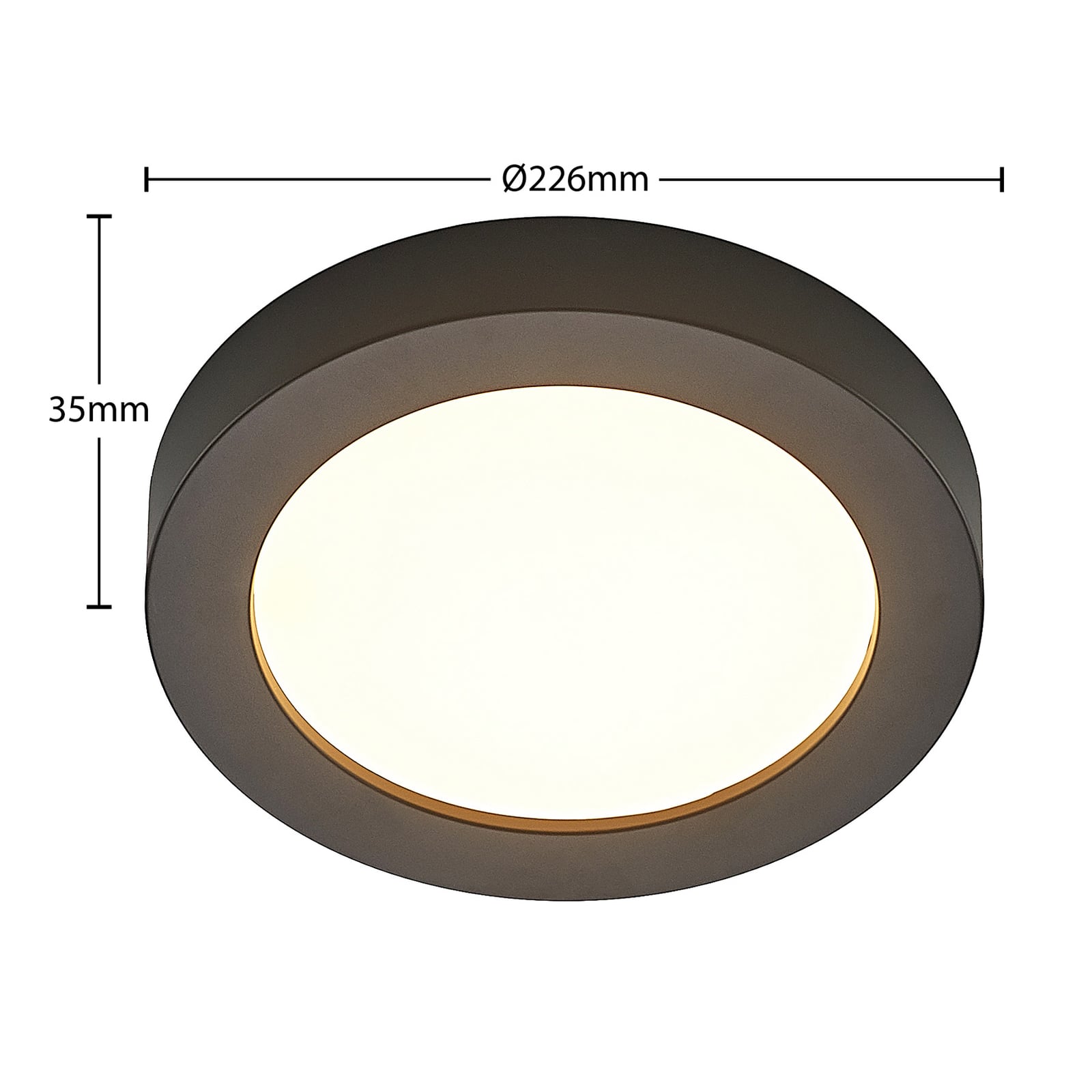 LED taklampe Edwina svart nærbilde av lyskilde