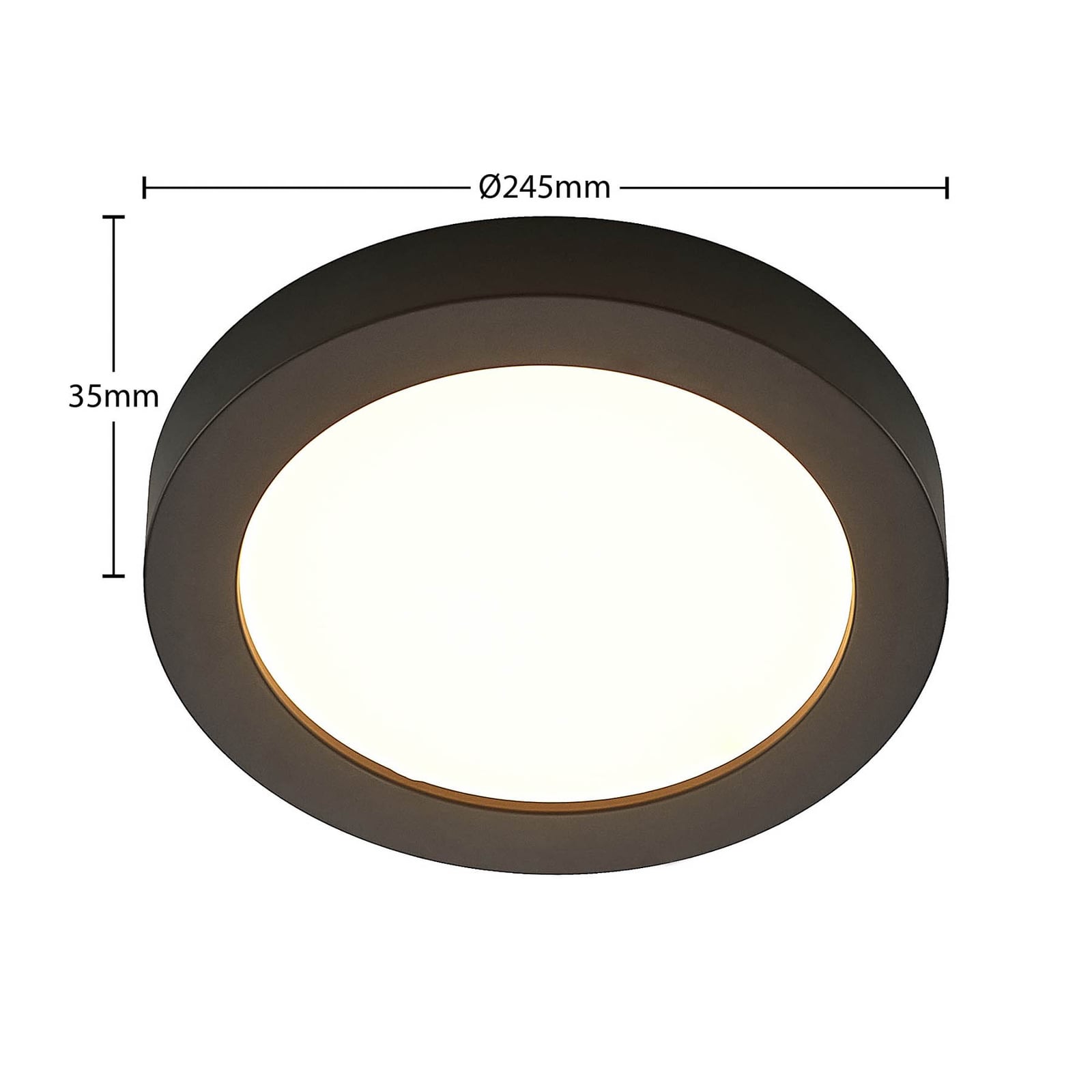 LED taklampe Edwina svart sideprofil