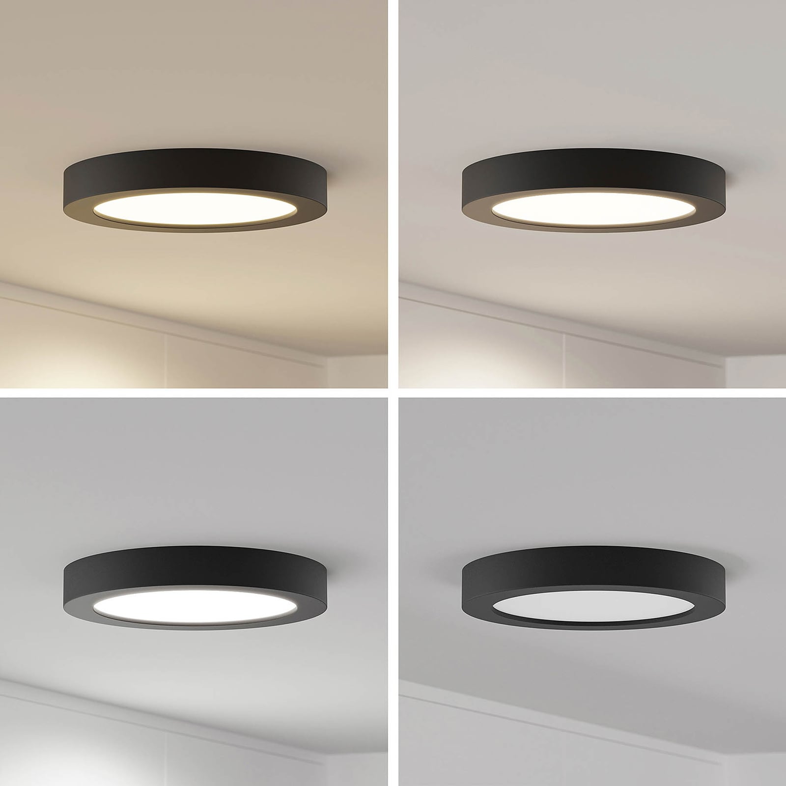 LED taklampe Edwina svart lyser opp rom