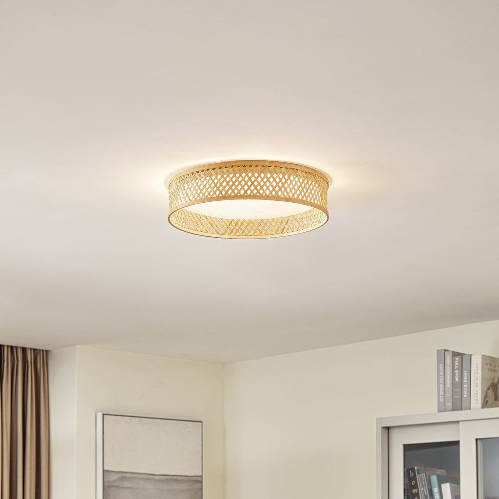 LED taklampe Eilif bambus CCT bakside