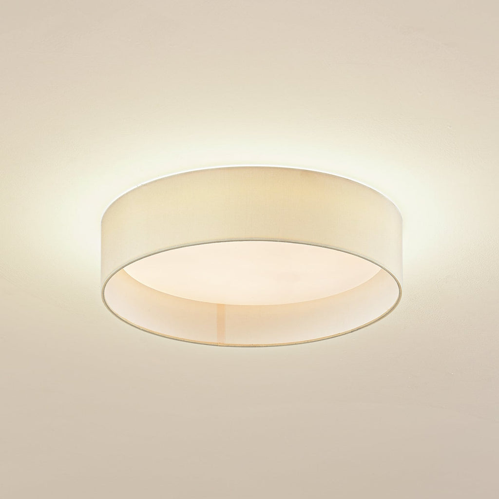 LED taklampe Eilif tekstil hvit CCT forfra