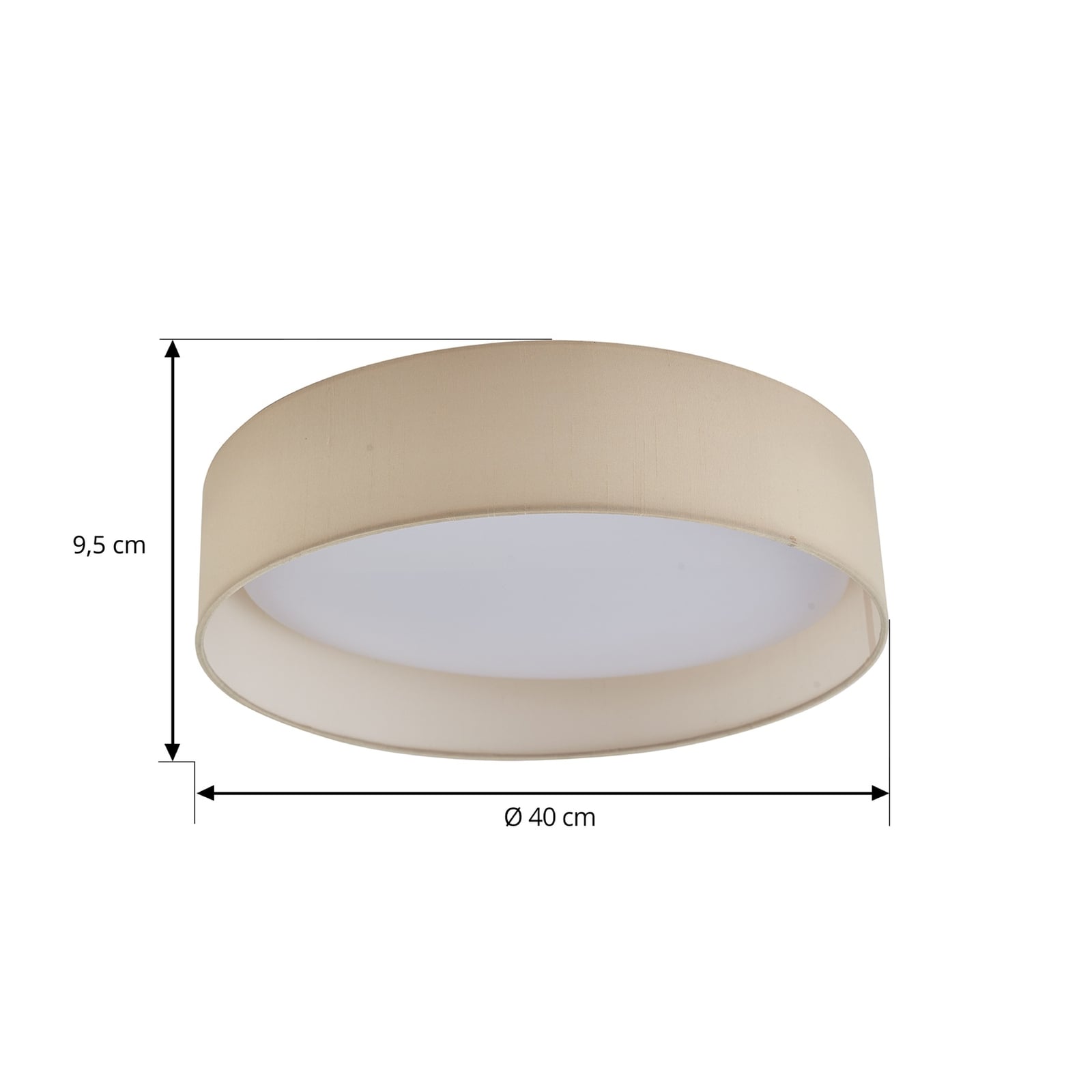 Nærbilde av LED taklampe Eilif tekstil hvit CCT