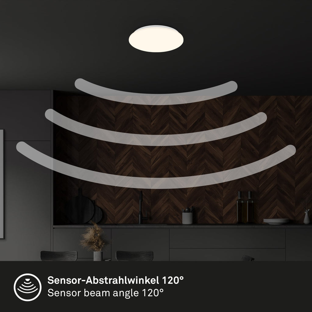 Montert LED taklampe Ekos med bevegelsessensor i tak