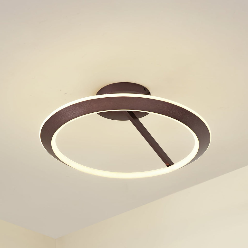 LED taklampe Eldra dimbar kaffebrun Ø56 cm forfra