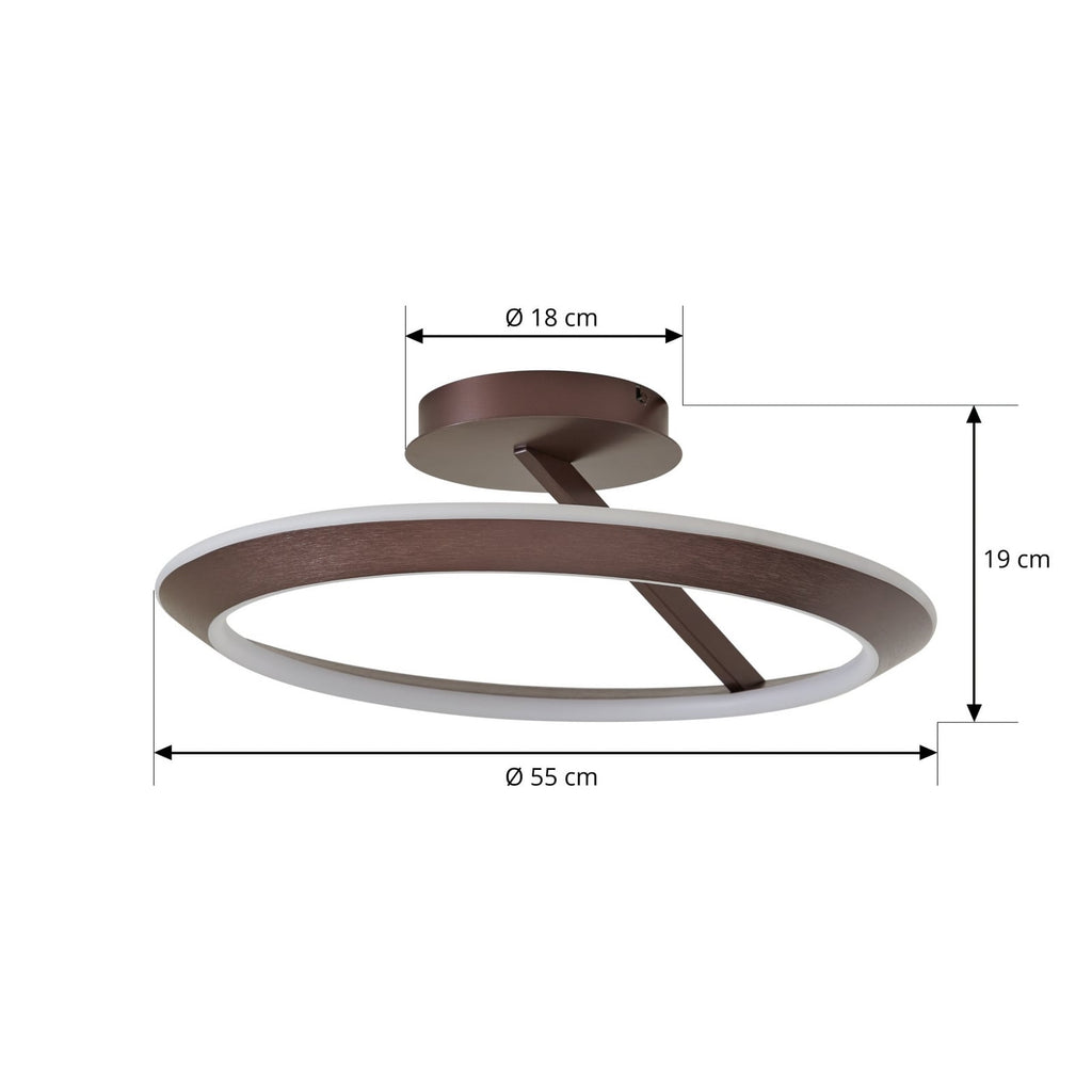 LED taklampe Eldra dimbar kaffebrun Ø56 cm nærbilde metallfinish