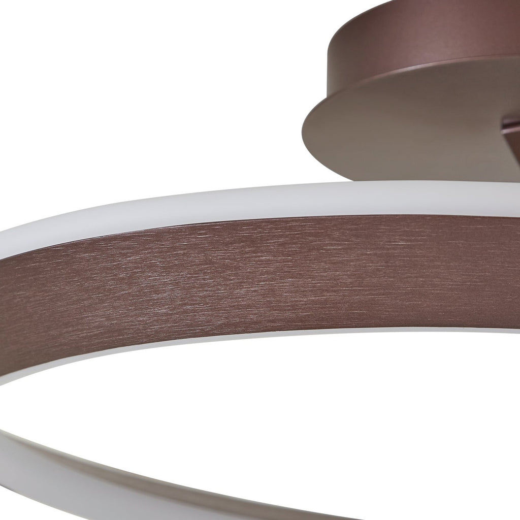 LED taklampe Eldra dimbar kaffebrun Ø56 cm lysdetalj