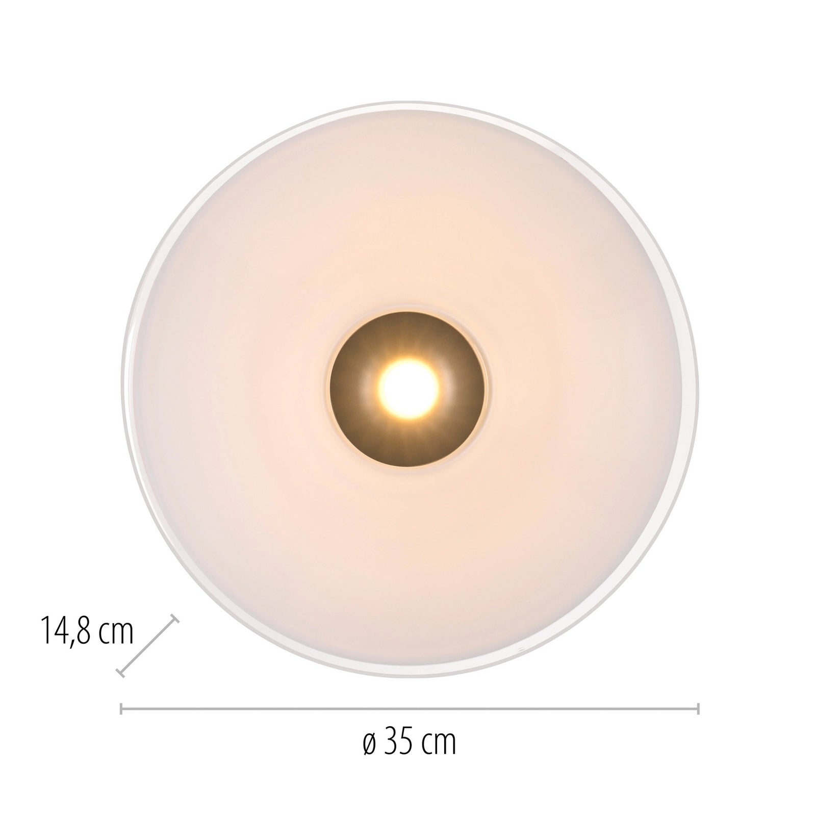 Detalj av LED taklampe Elipsa glass hvit/bronse dimbar