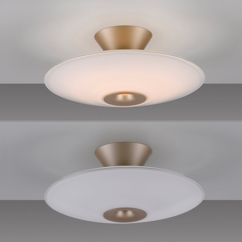 LED taklampe Elipsa glass hvit/bronse dimbar sideprofil