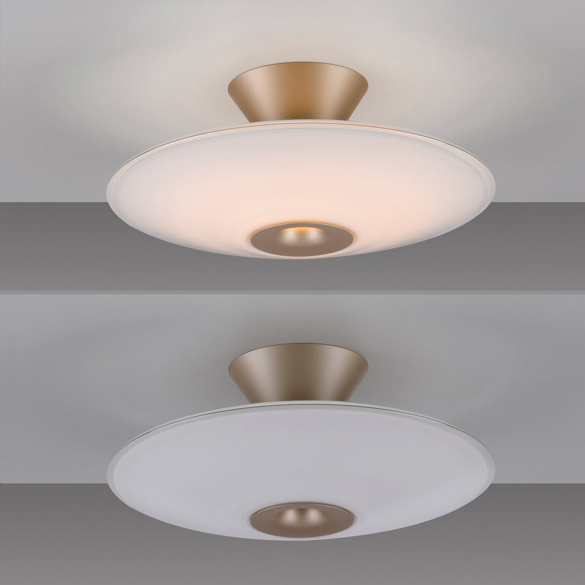 LED taklampe Elipsa glass hvit/bronse dimbar sideprofil