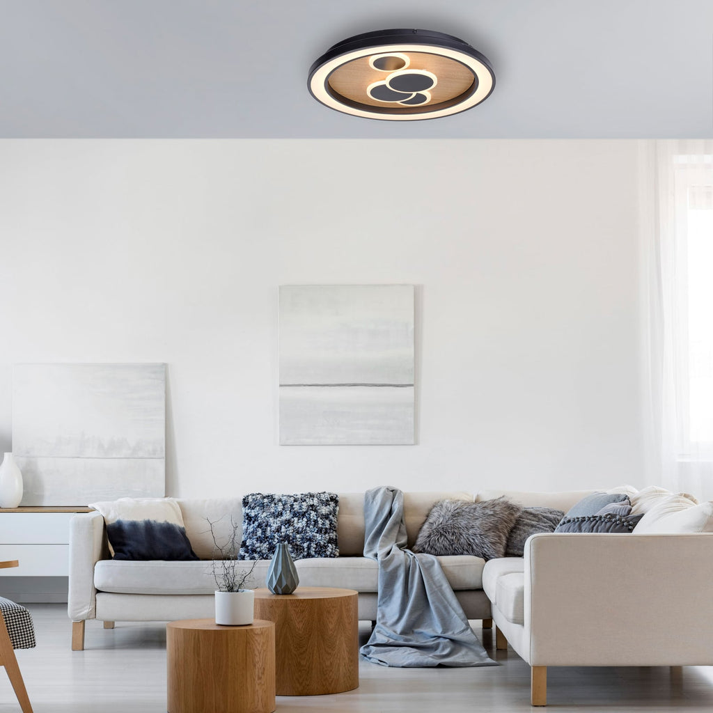 LED taklampe Eliza eik oljet rund bakside