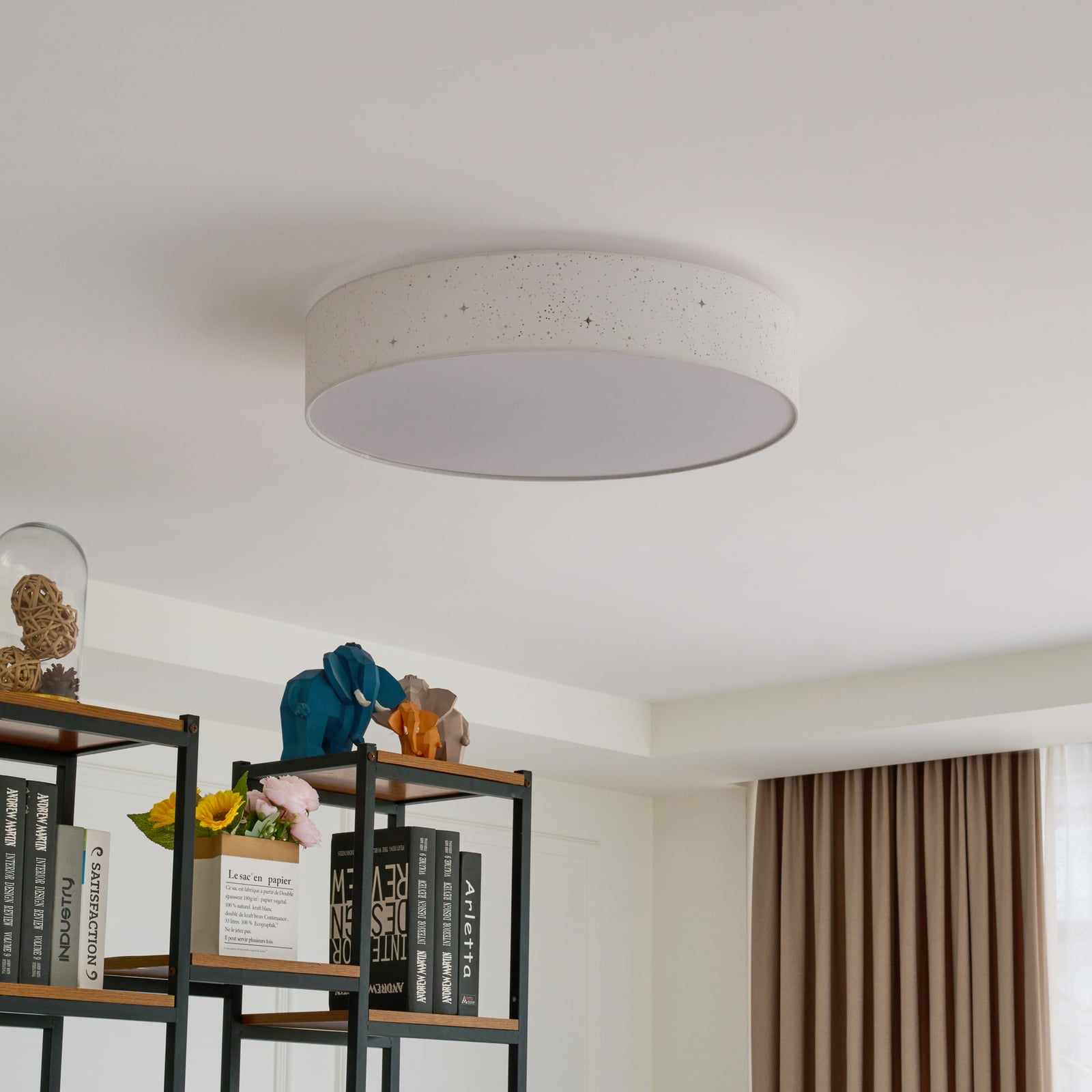 LED taklampe Ellamina dimbar CCT tekstil Ø60 cm 30W bakside