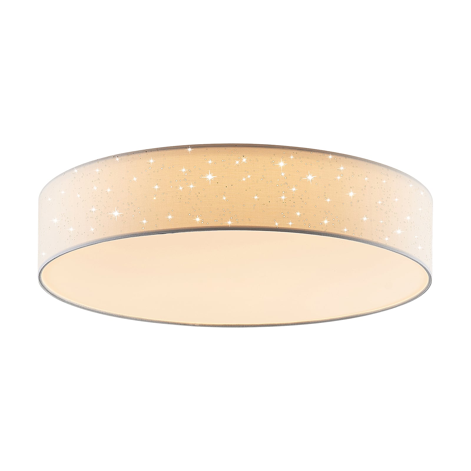 LED taklampe Ellamina dimbar CCT tekstil Ø60 cm 30W stjerneeffekt
