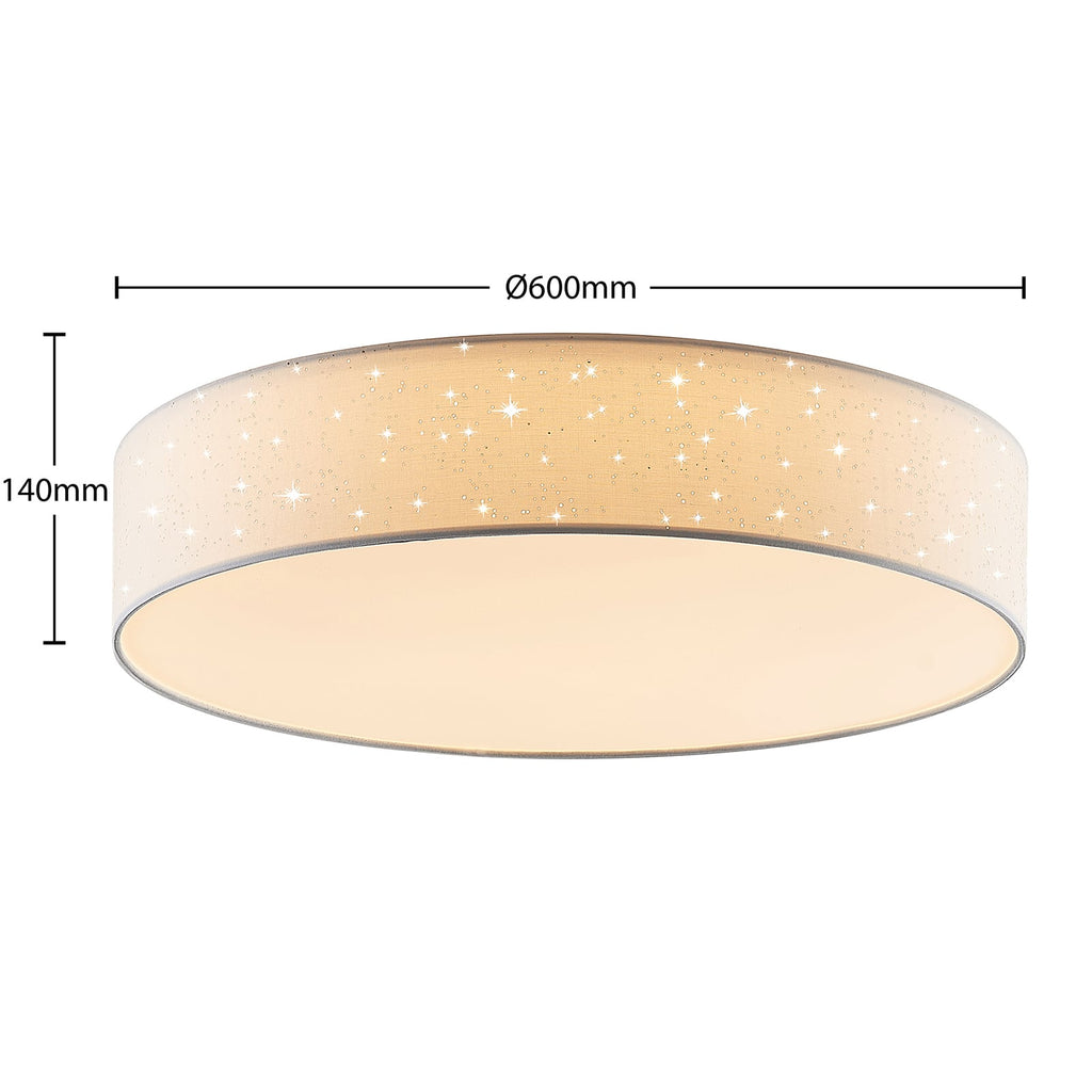 LED taklampe Ellamina dimbar CCT tekstil Ø60 cm 30W detalj av metall
