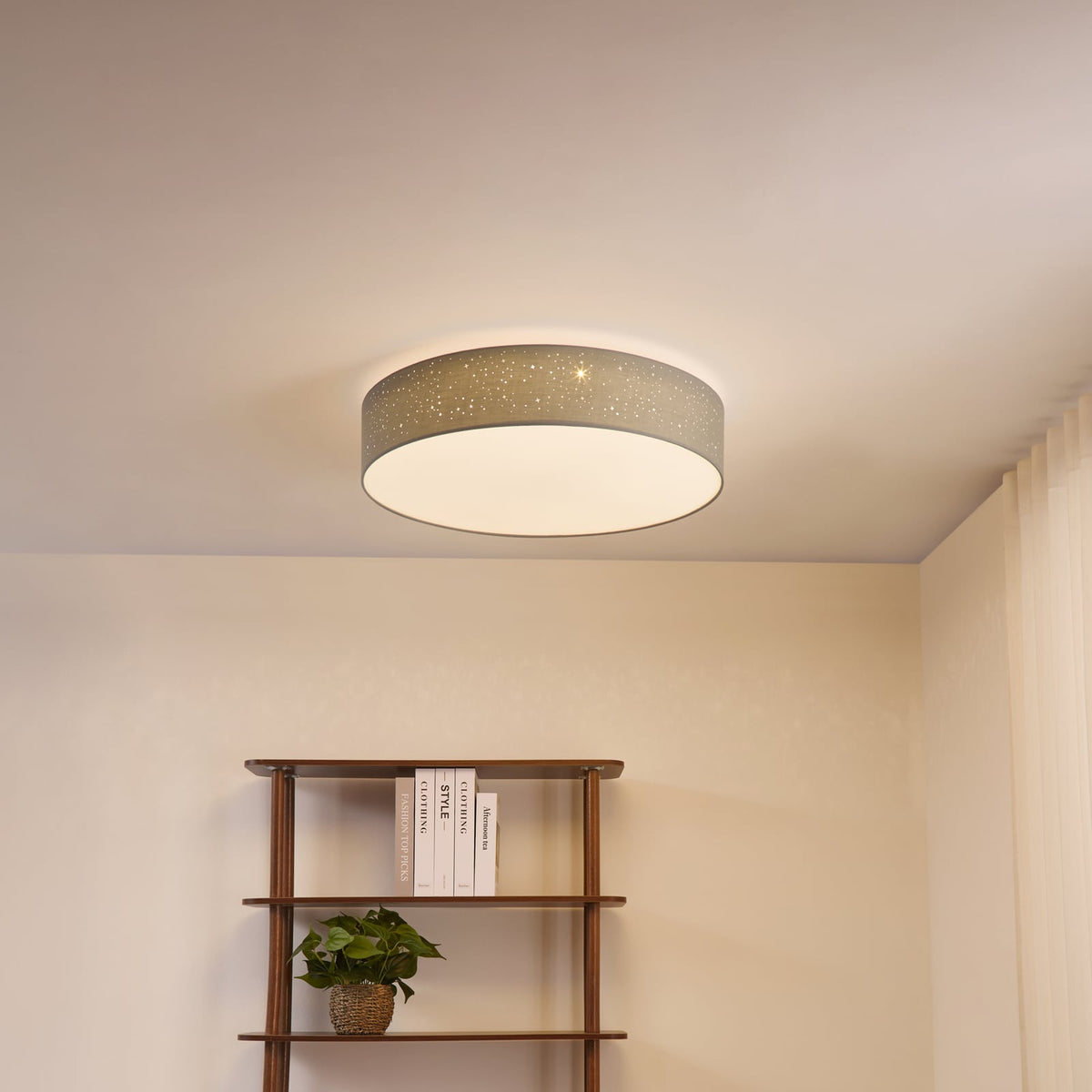 LED taklampe Ellamina tekstil dimbar Ø60 cm CCT med fjernkontroll bakside