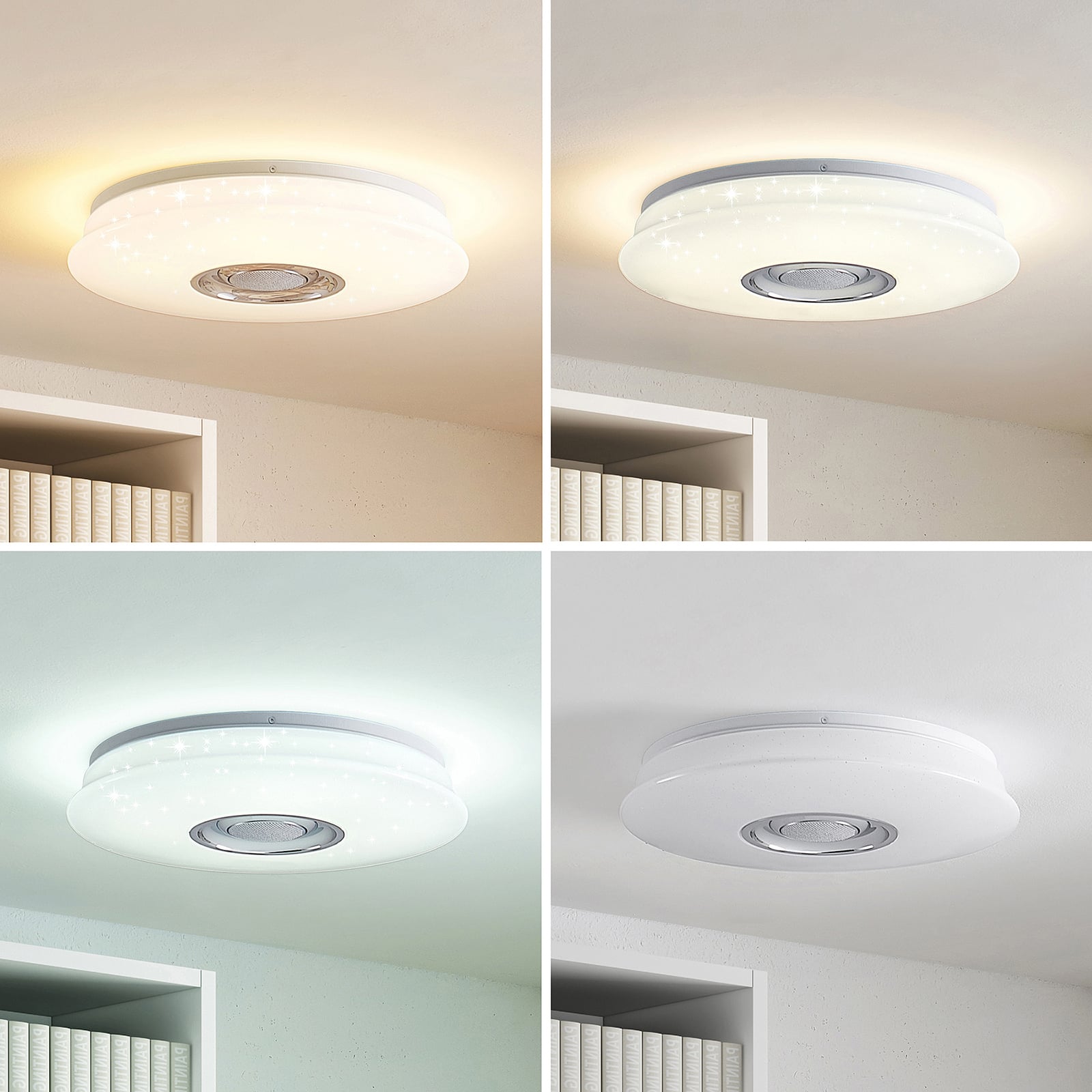 Detalj av LED taklampe Elpida RGB med høyttaler
