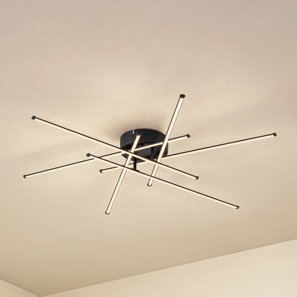 LED taklampe Elviano svart aluminium Ø80 cm forfra