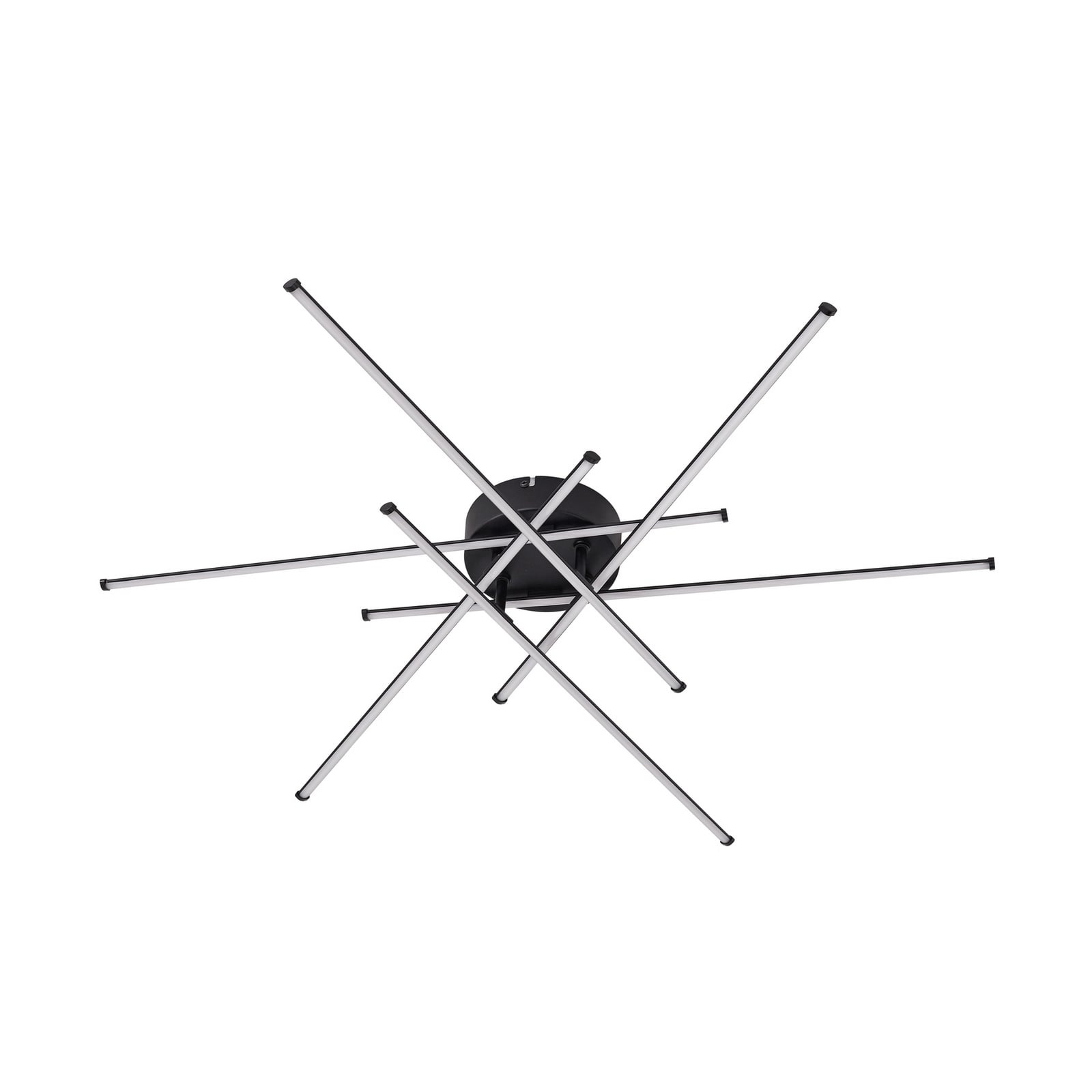 LED taklampe Elviano svart aluminium Ø80 cm montert i stue