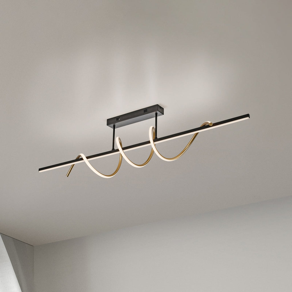 LED taklampe Emanda dimbar svart-messing 120 cm forfra