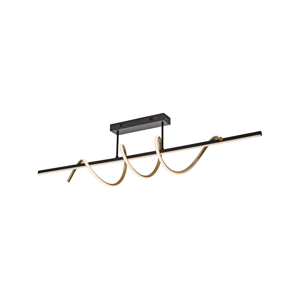 Detalj av LED taklampe Emanda dimbar svart-messing 120 cm