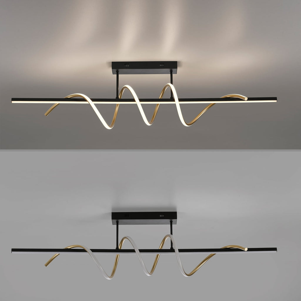 LED taklampe Emanda dimbar svart-messing 120 cm i moderne interiør