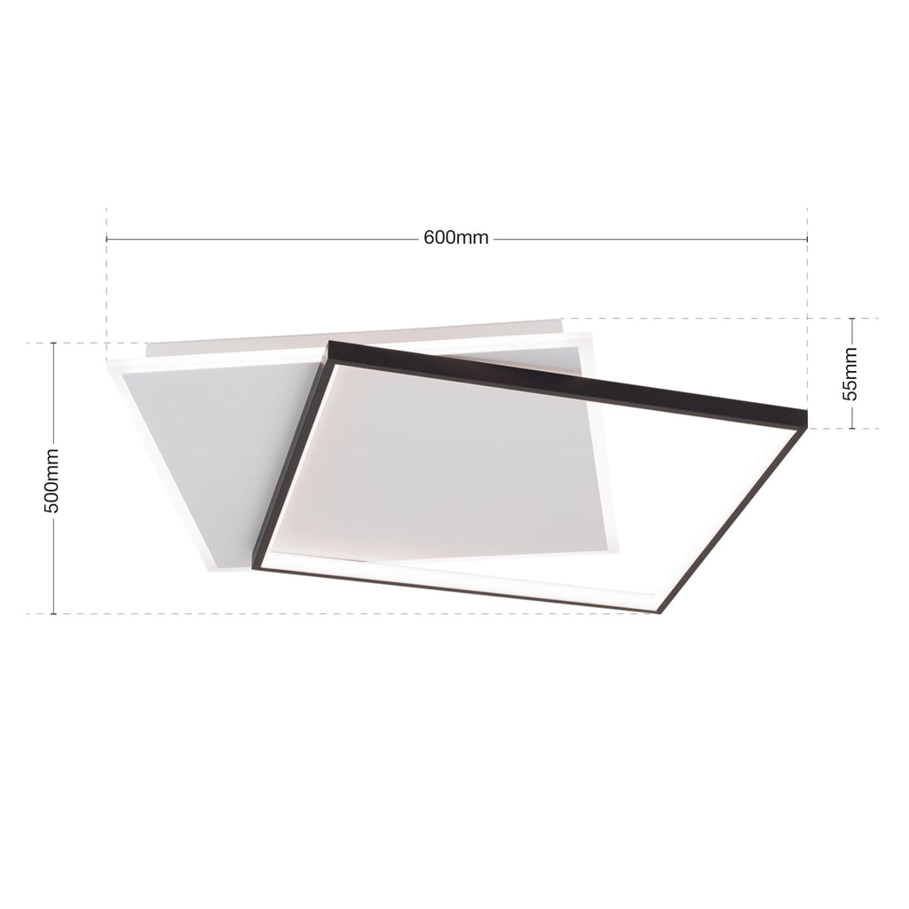 LED taklampe Emanuel dimbar svart hvit 60x50 cm nærbilde