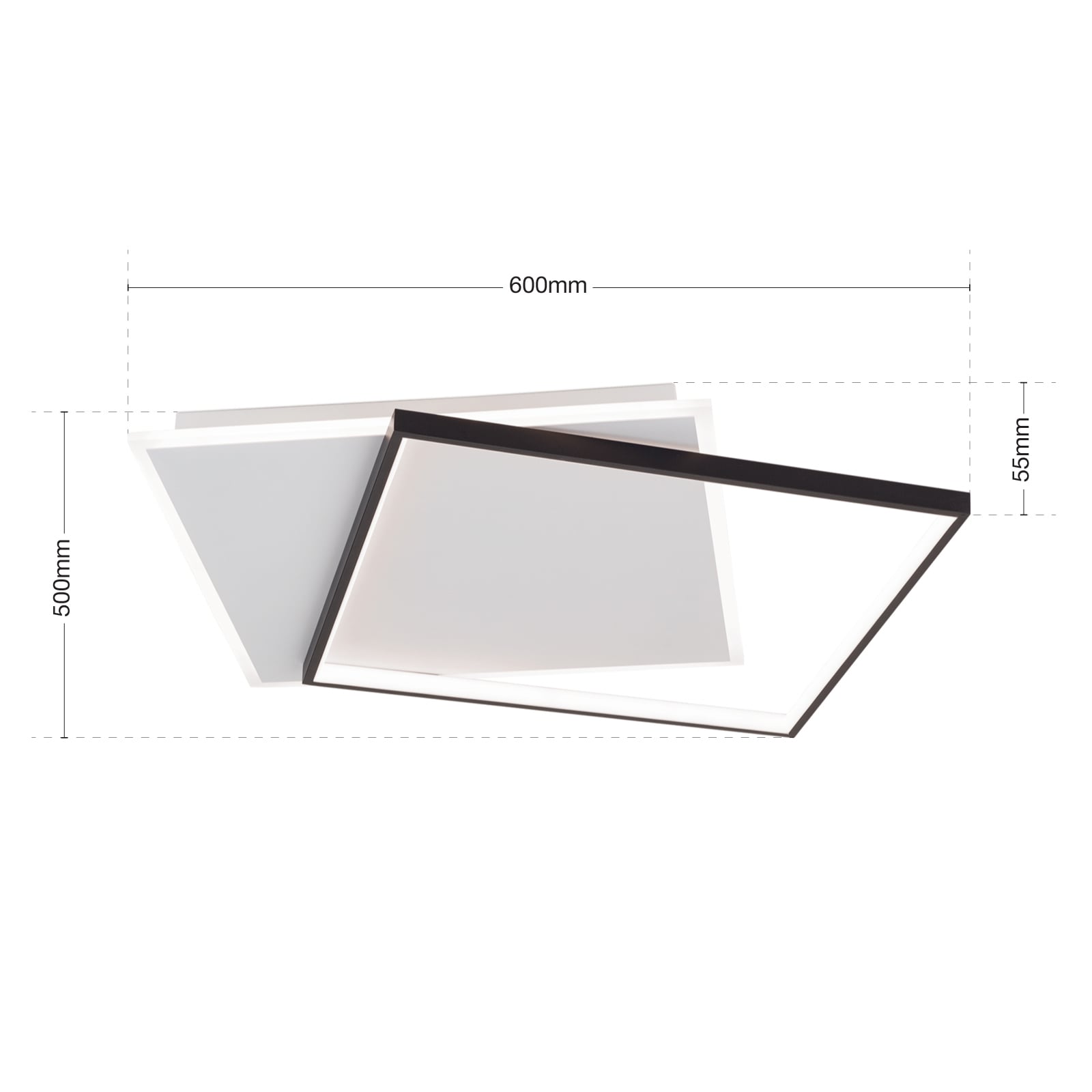 LED taklampe Emanuel dimbar svart hvit 60x50 cm nærbilde