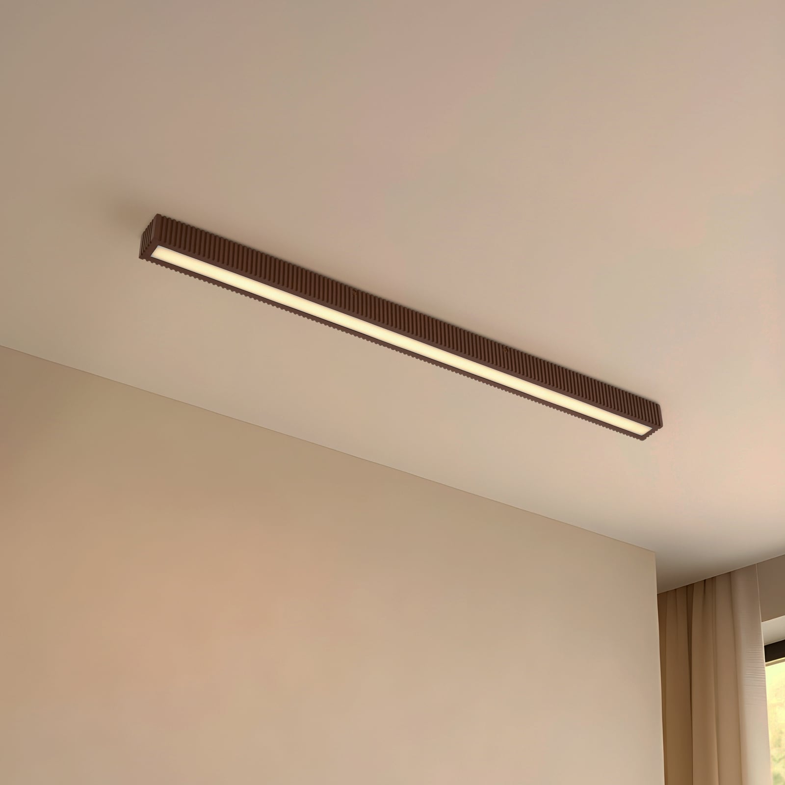 LED taklampe Emara eik mørk dimbar 100 cm 18W bakside