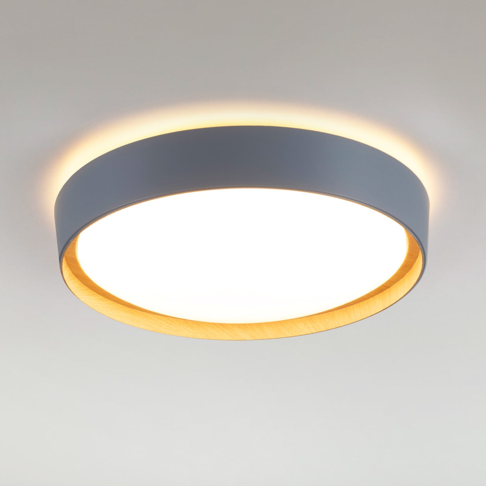 LED taklampe Emilia dimbar grå forfra