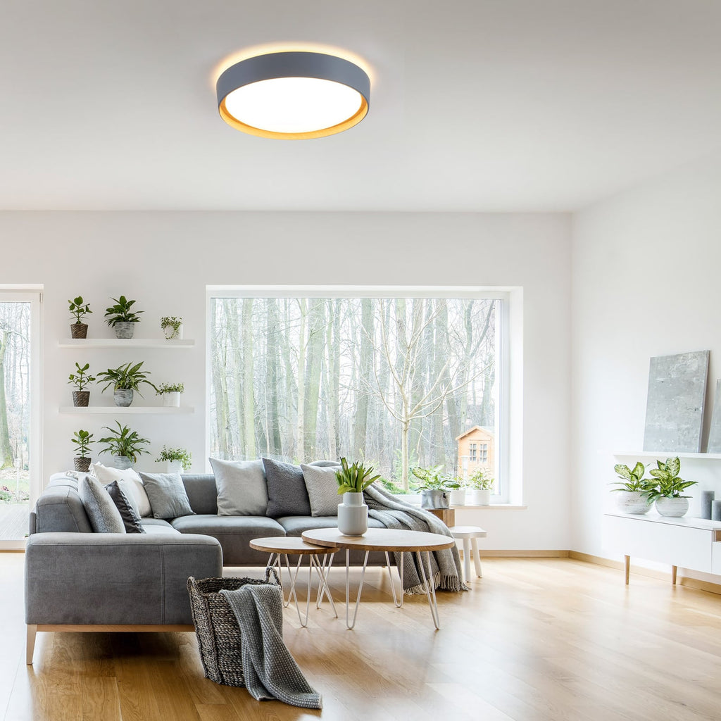LED taklampe Emilia dimbar grå med varmt hvitt lys