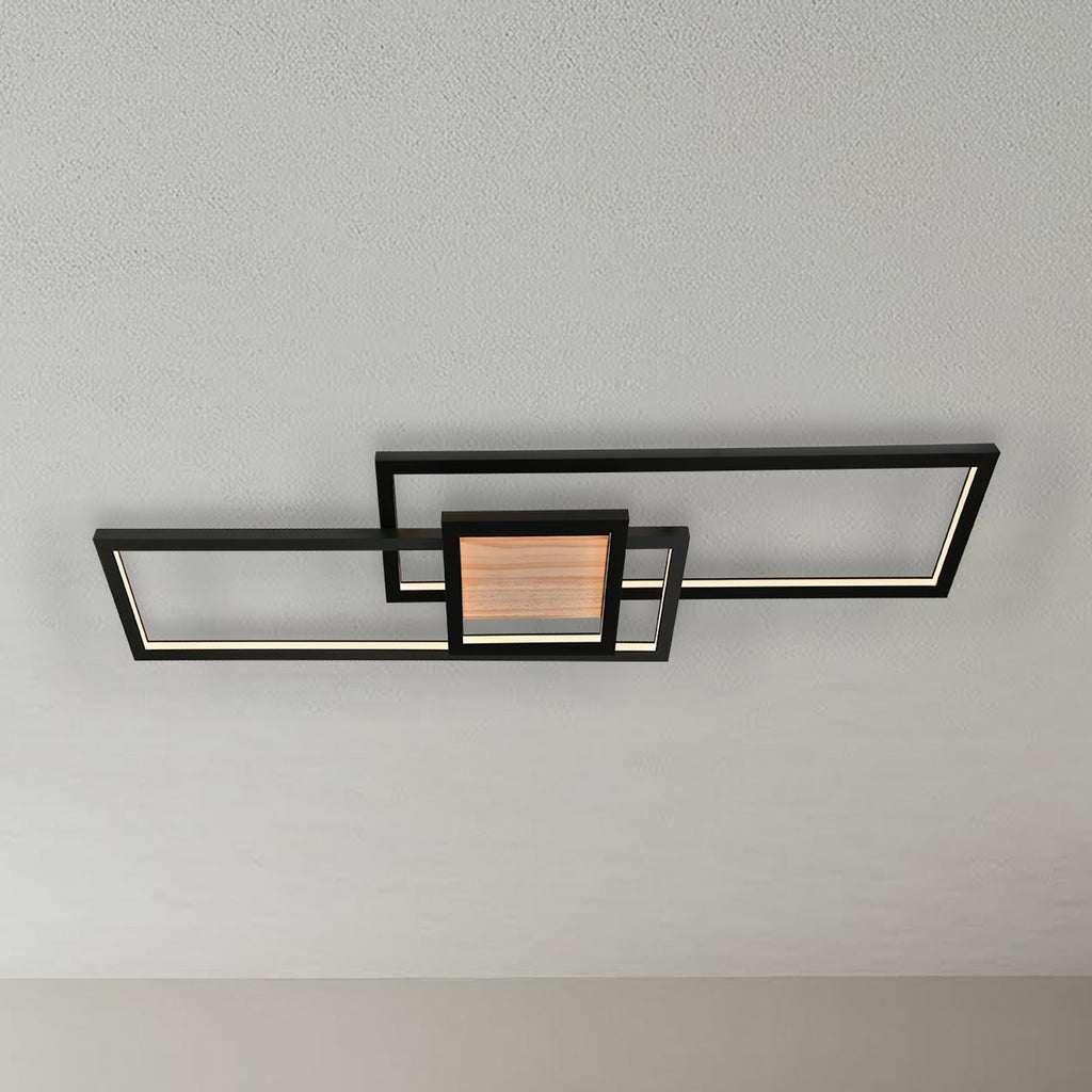 LED taklampe Emiljan dimbar svart tre-dekor forfra