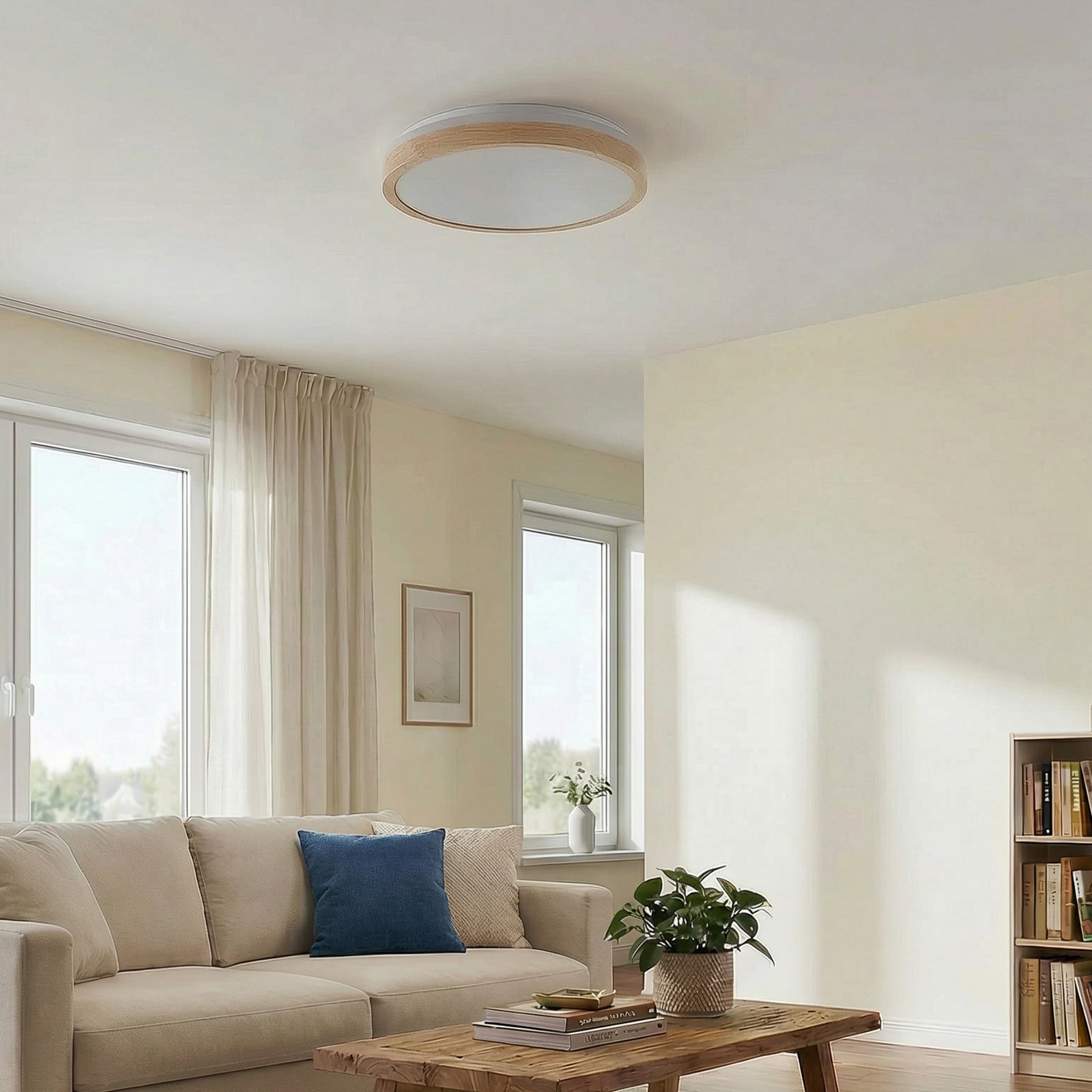 LED taklampe Emiva tre CCT dimbar med fjernkontroll detalj av materialer