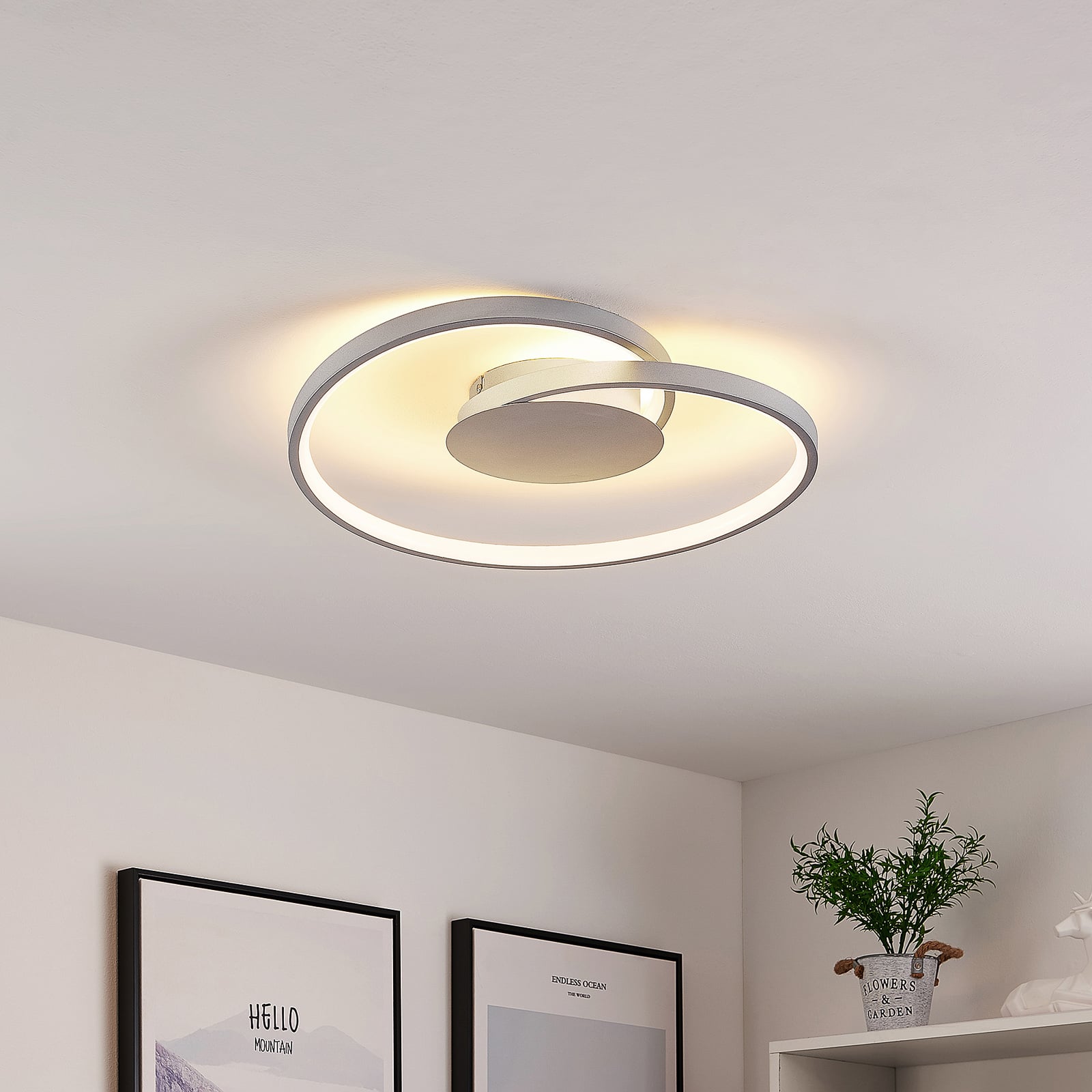LED taklampe Enesa dimbar sølv bakside