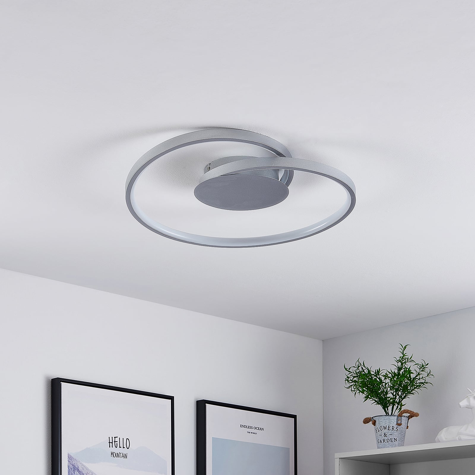 LED taklampe Enesa dimbar sølv detalj av armatur