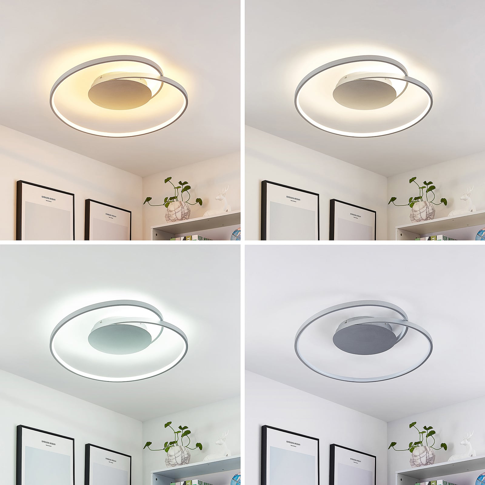 LED taklampe Enesa sølv montert i tak