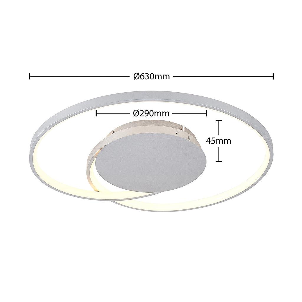 Sideprofil LED taklampe Enesa sølv Ø63 cm