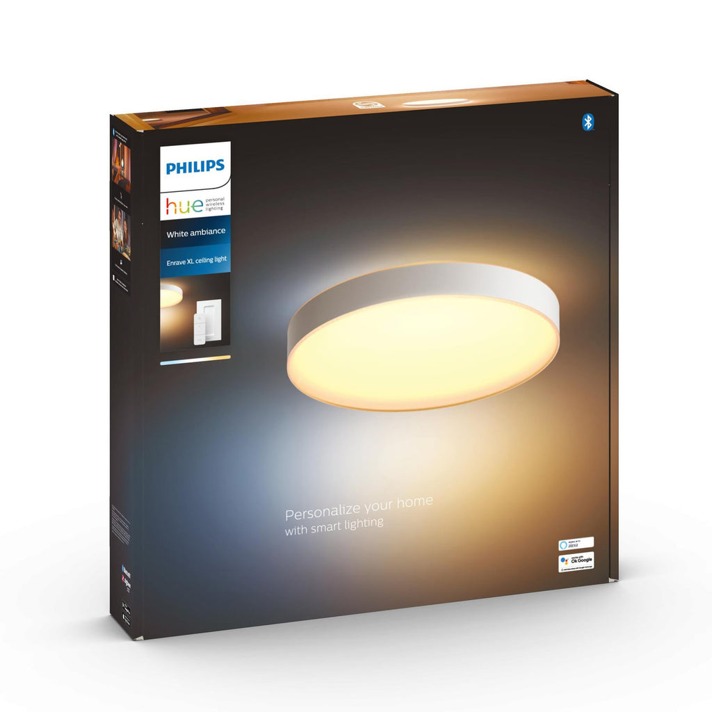 LED taklampe Enrave dimbar CCT Ø55 cm hvit Philips Hue smart hjem integrasjon