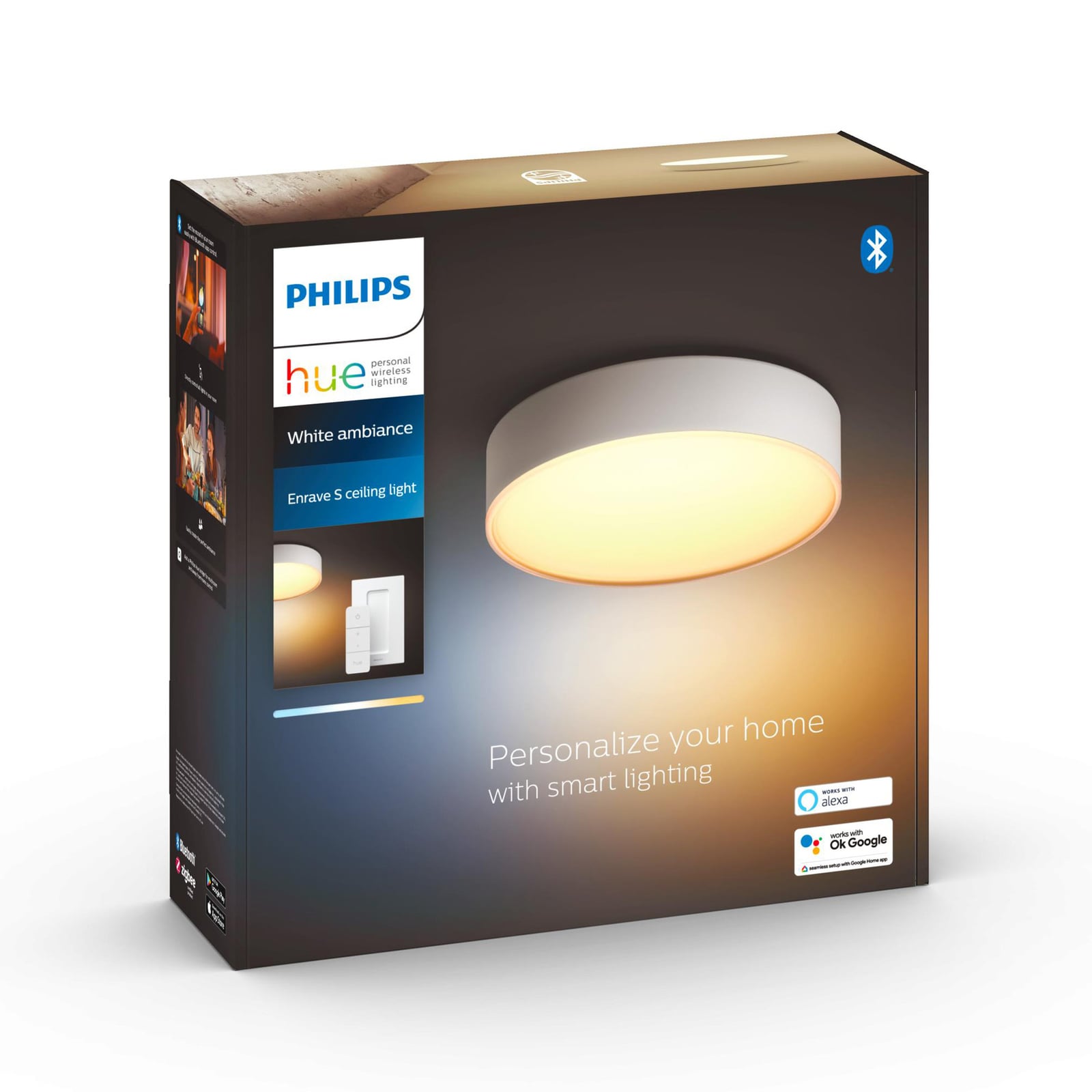LED taklampe Enrave dimbar CCT Ø26 cm hvit lysbilde