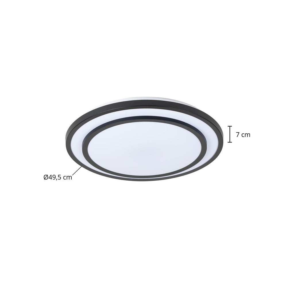 Detalj av LED taklampe Essina svart dimbar CCT fjernkontroll
