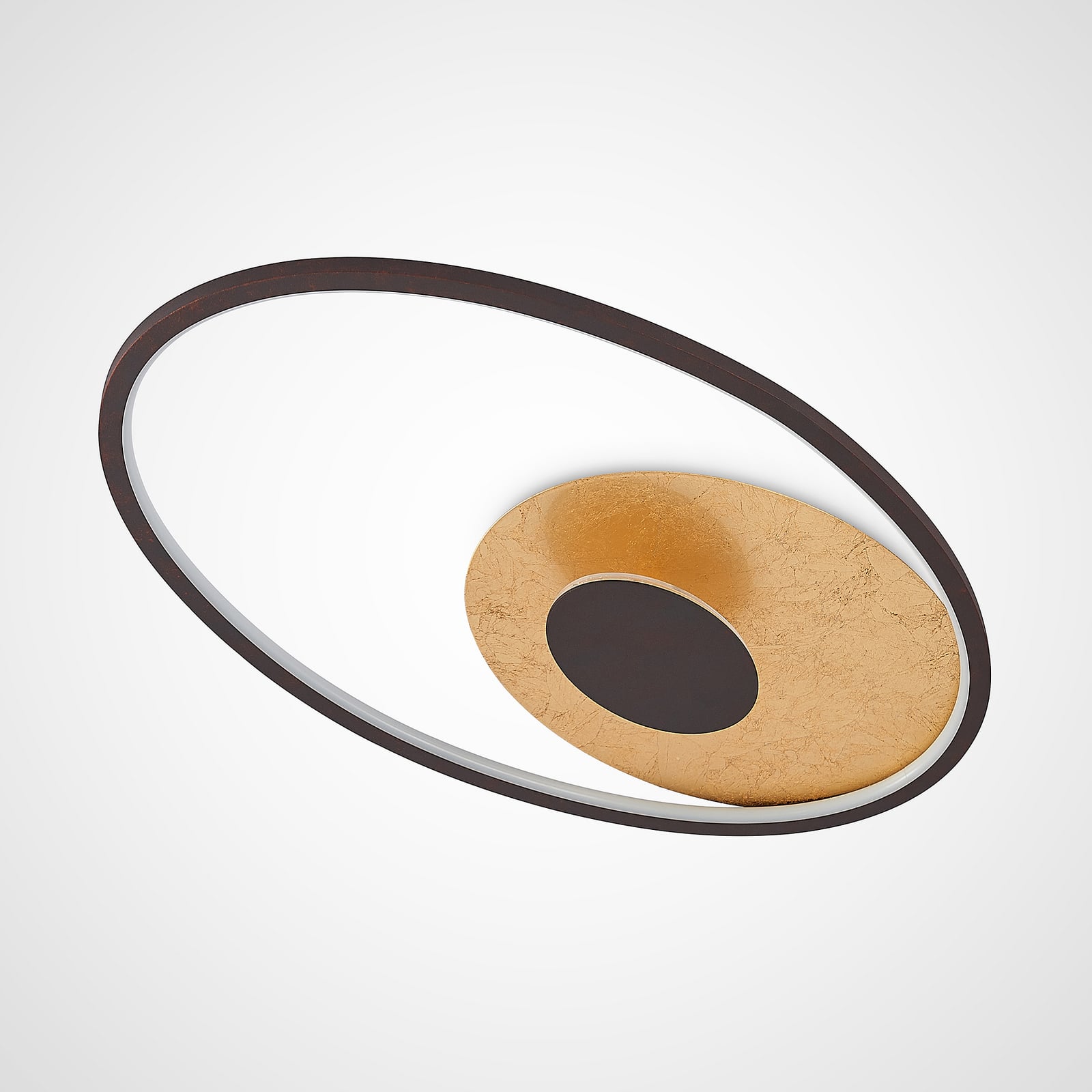 LED taklampe Feival dimbar rust/gull 61x36 cm nærbilde av gullfarget lakk