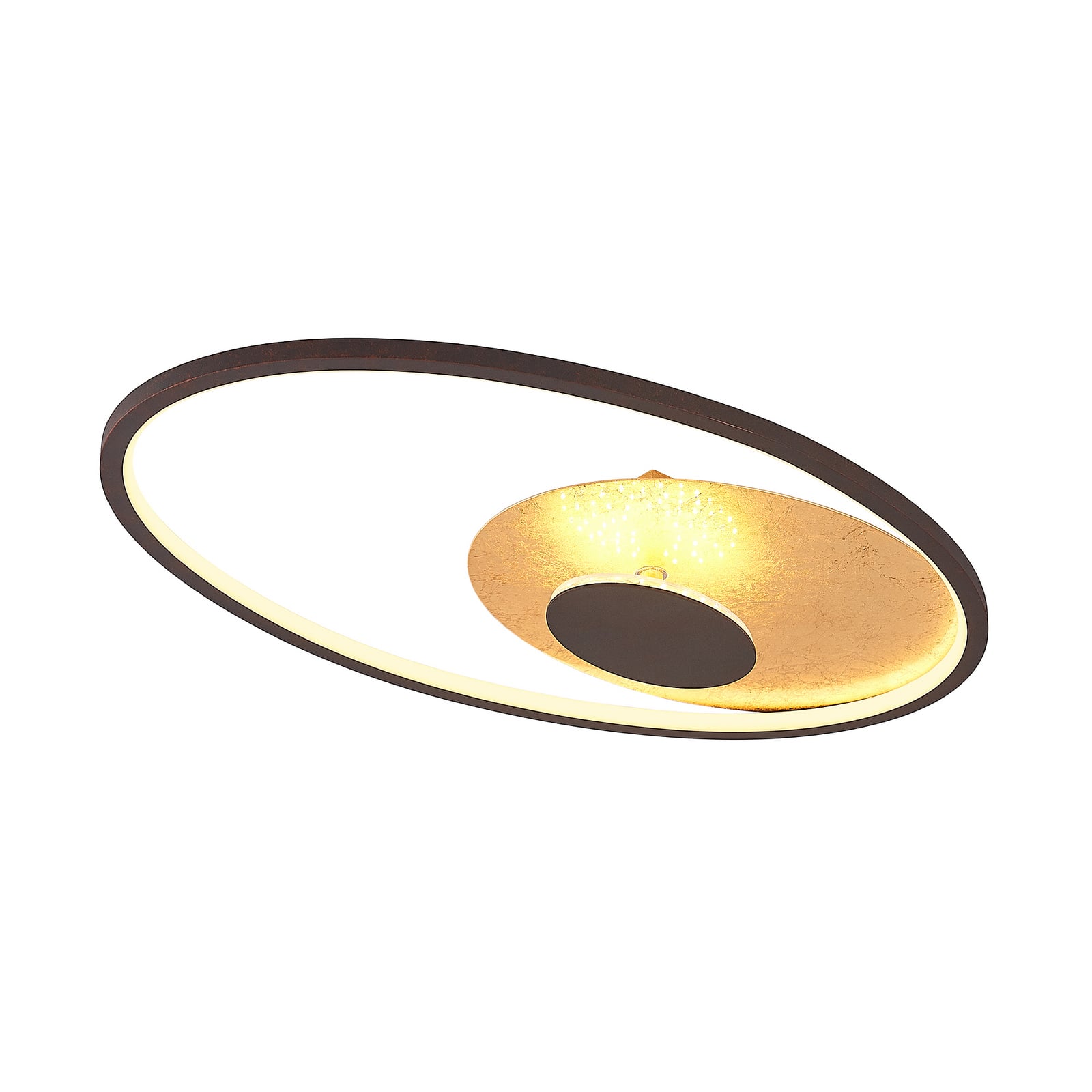 LED taklampe Feival dimbar rust/gull 61x36 cm lysdetalj