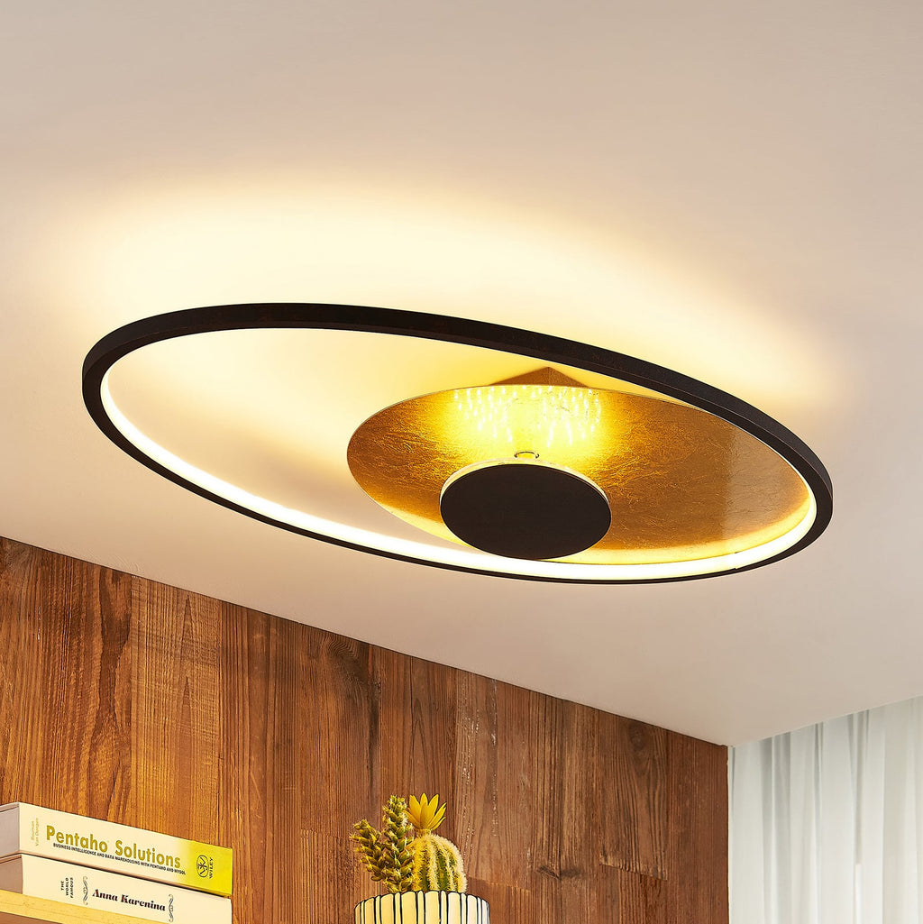 LED taklampe Feival dimbar rustfarget/gull forfra