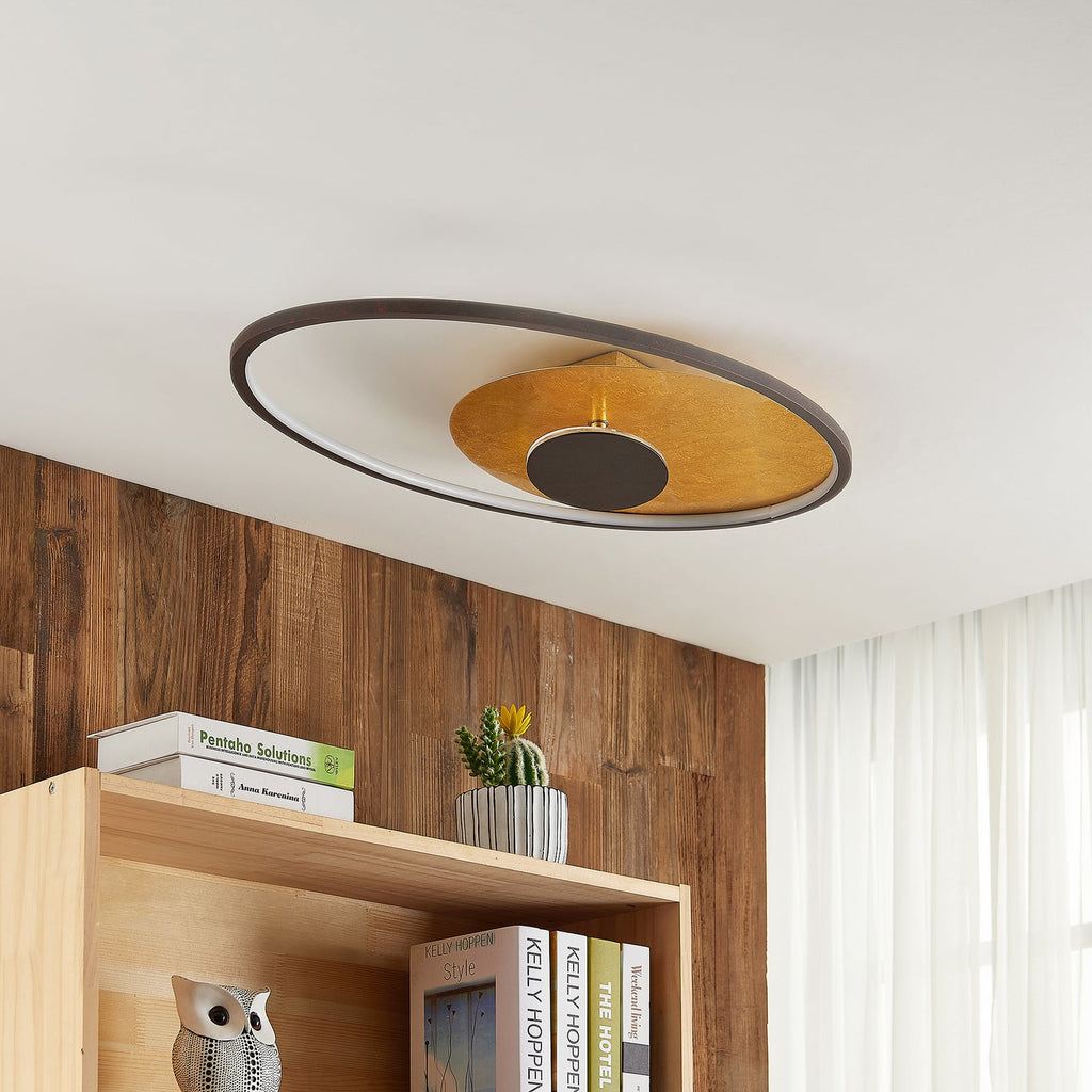 Detalj av LED taklampe Feival dimbar rustfarget/gull