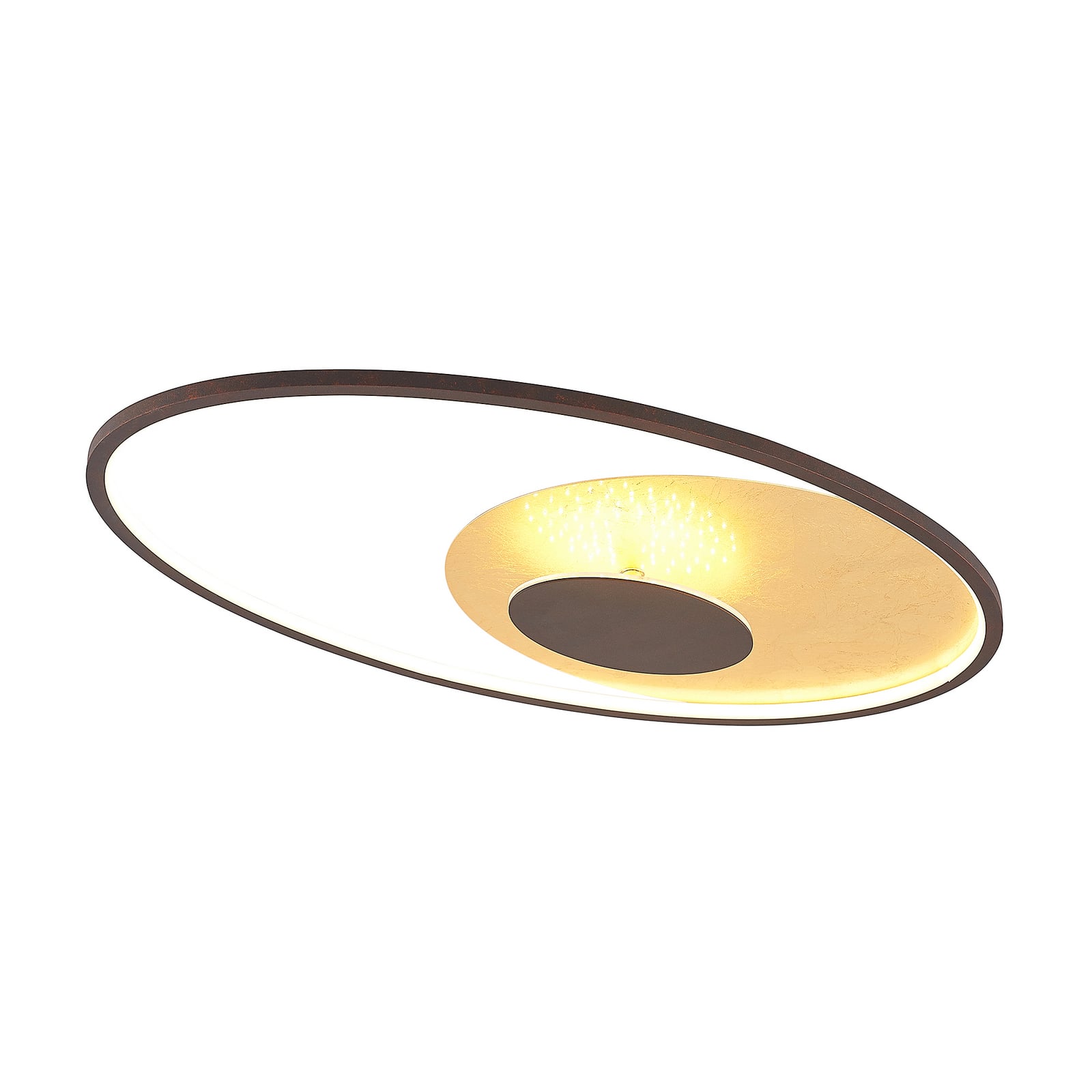 LED taklampe Feival dimbar rustfarget/gull sidevisning